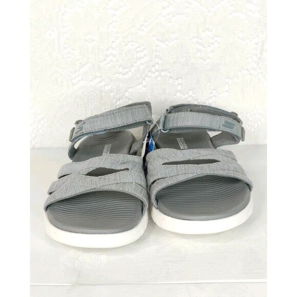 Skechers Sandals On-The-go Flex Ankle Strap Sandal Size 7 Gray and White NWT - Picture 16 of 16